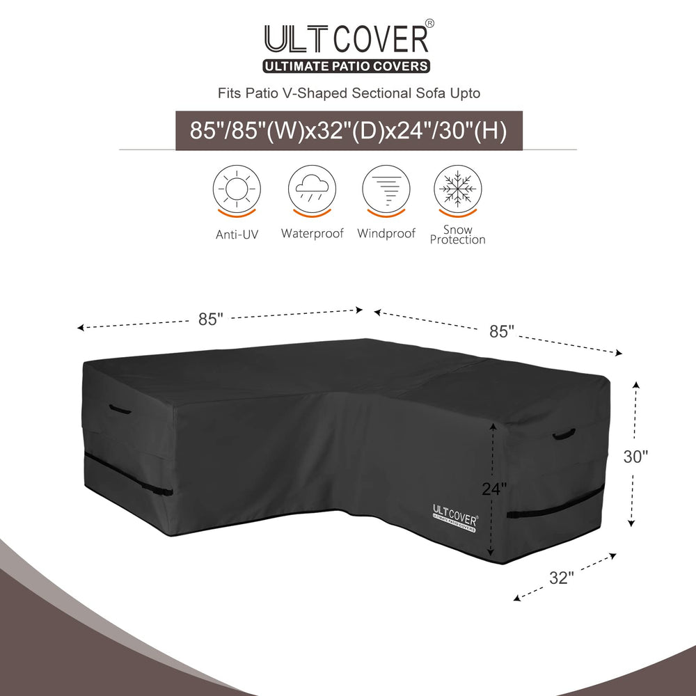 Side view of ULTCOVER V-Shaped Sofa Cover showing clip buckles