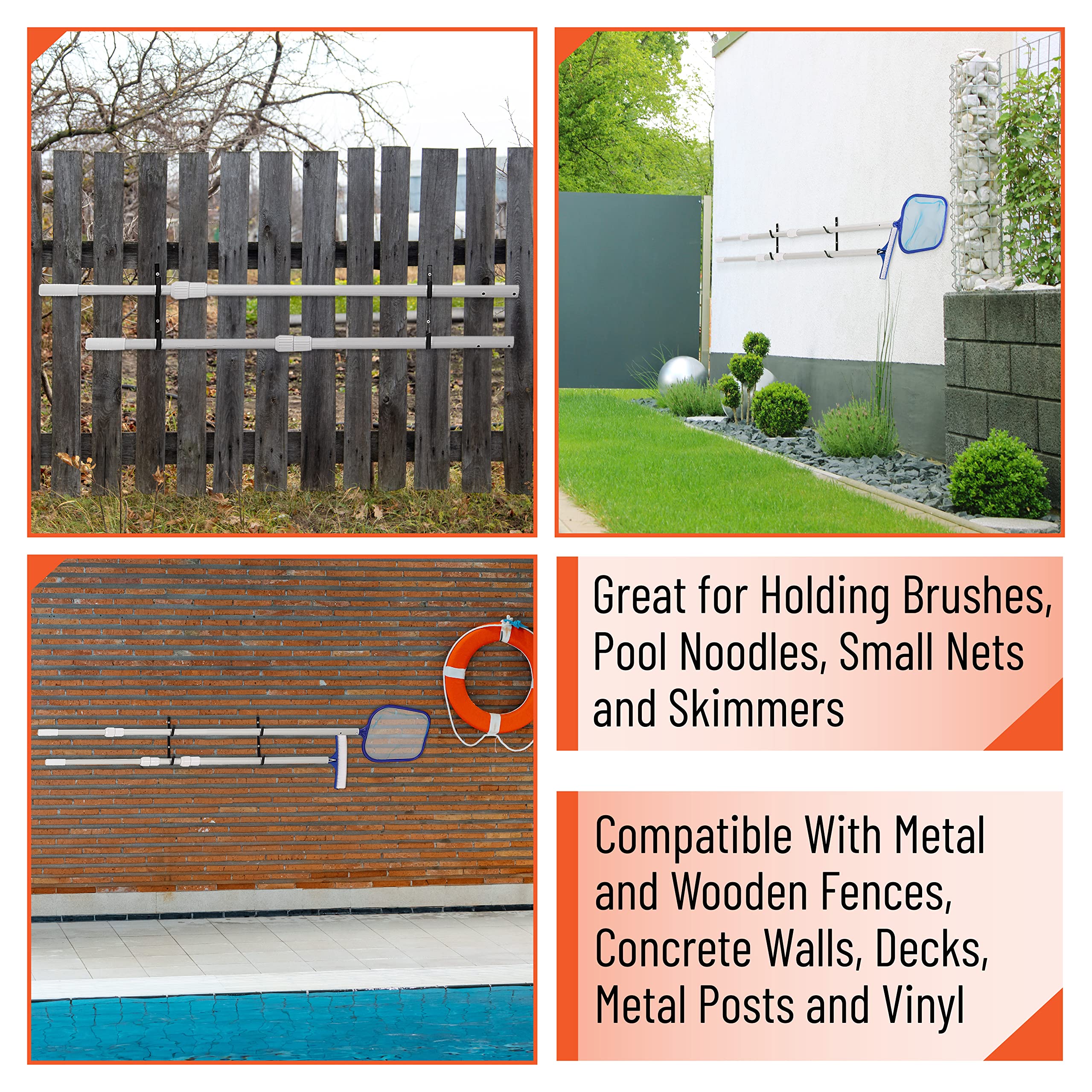 Side view of UNCO Pool Pole Hanger showing hook design