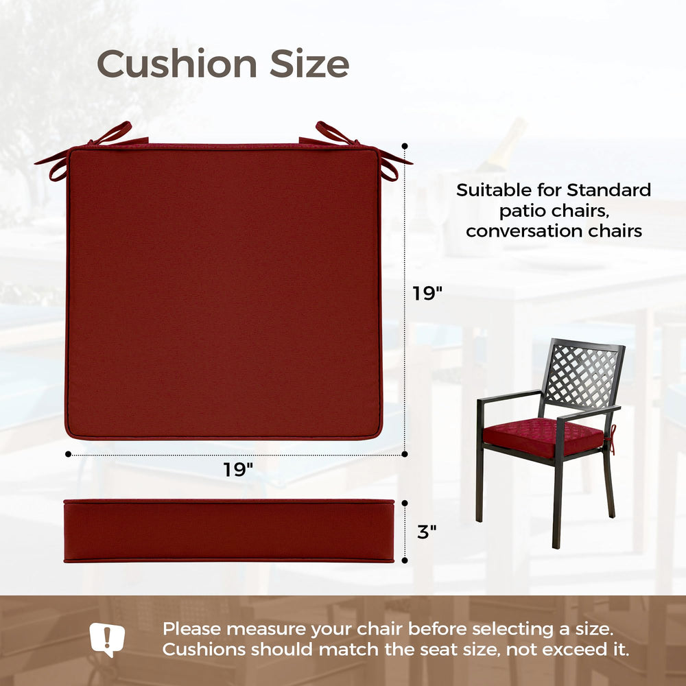Side view of UNIKOME outdoor chair cushion with piped edges