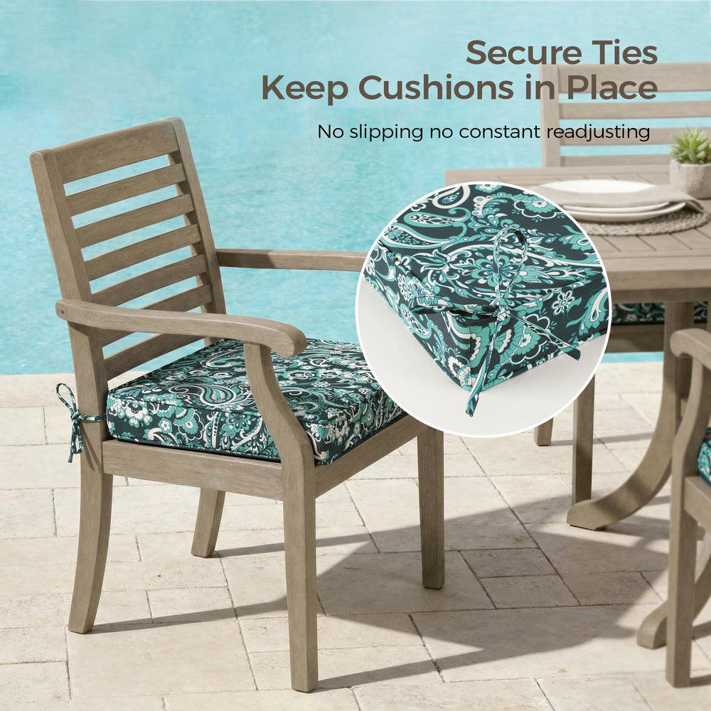 Side view of UNIKOME Outdoor Chair Cushion with ties