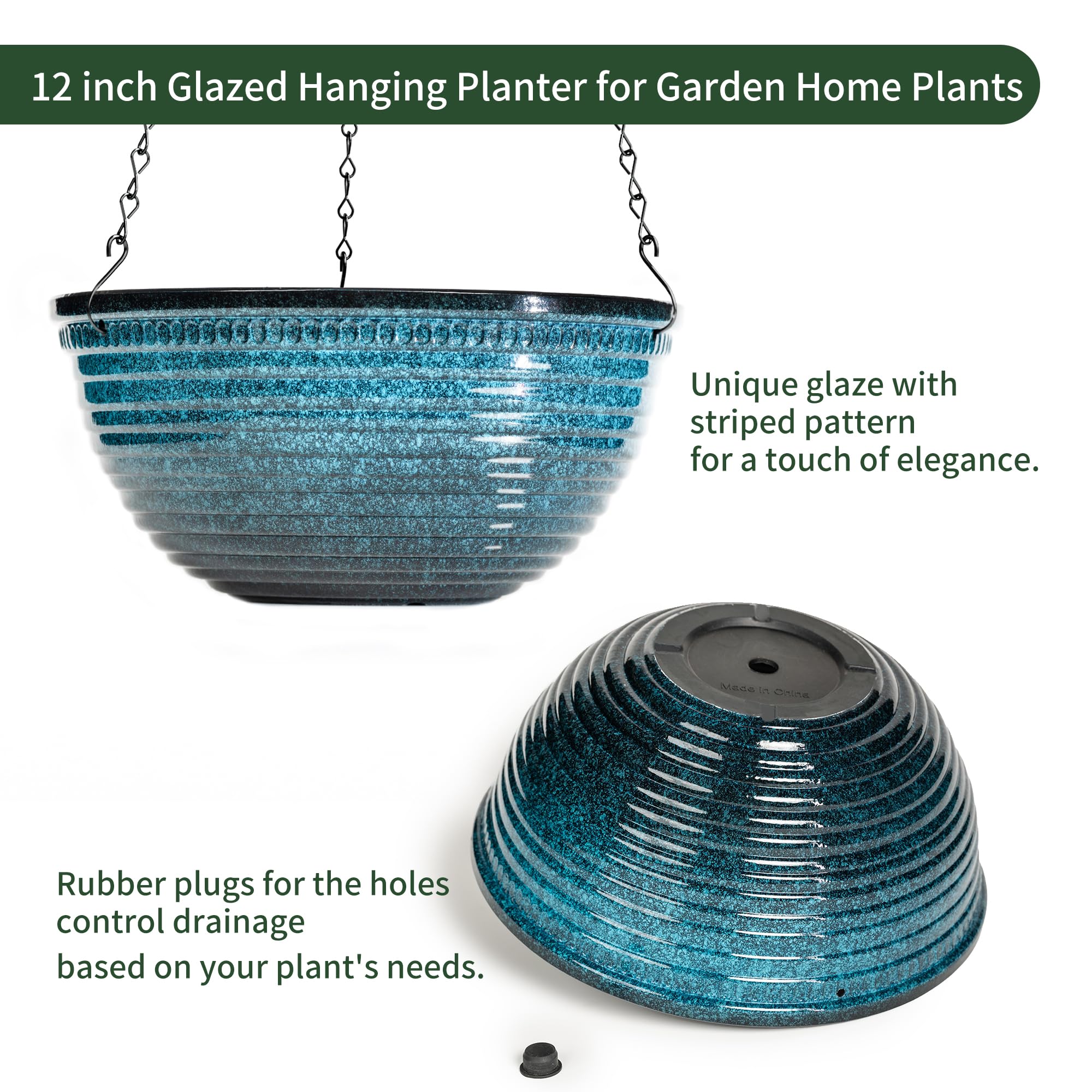 Side view of Vanslogreen 12 Inch Hanging Planter