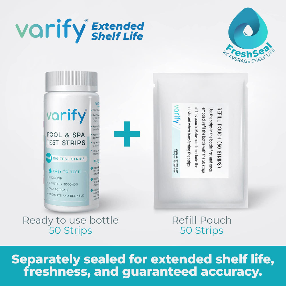 Side view of VARIFY Pool Test Strips container