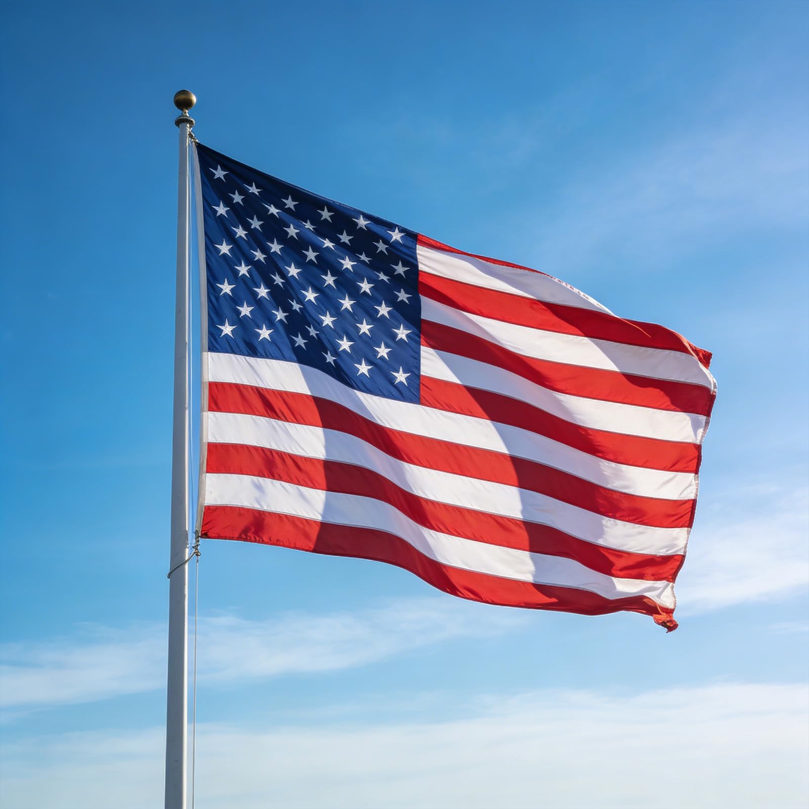 Side view of VELIFFCO American Flag showcasing brass grommets