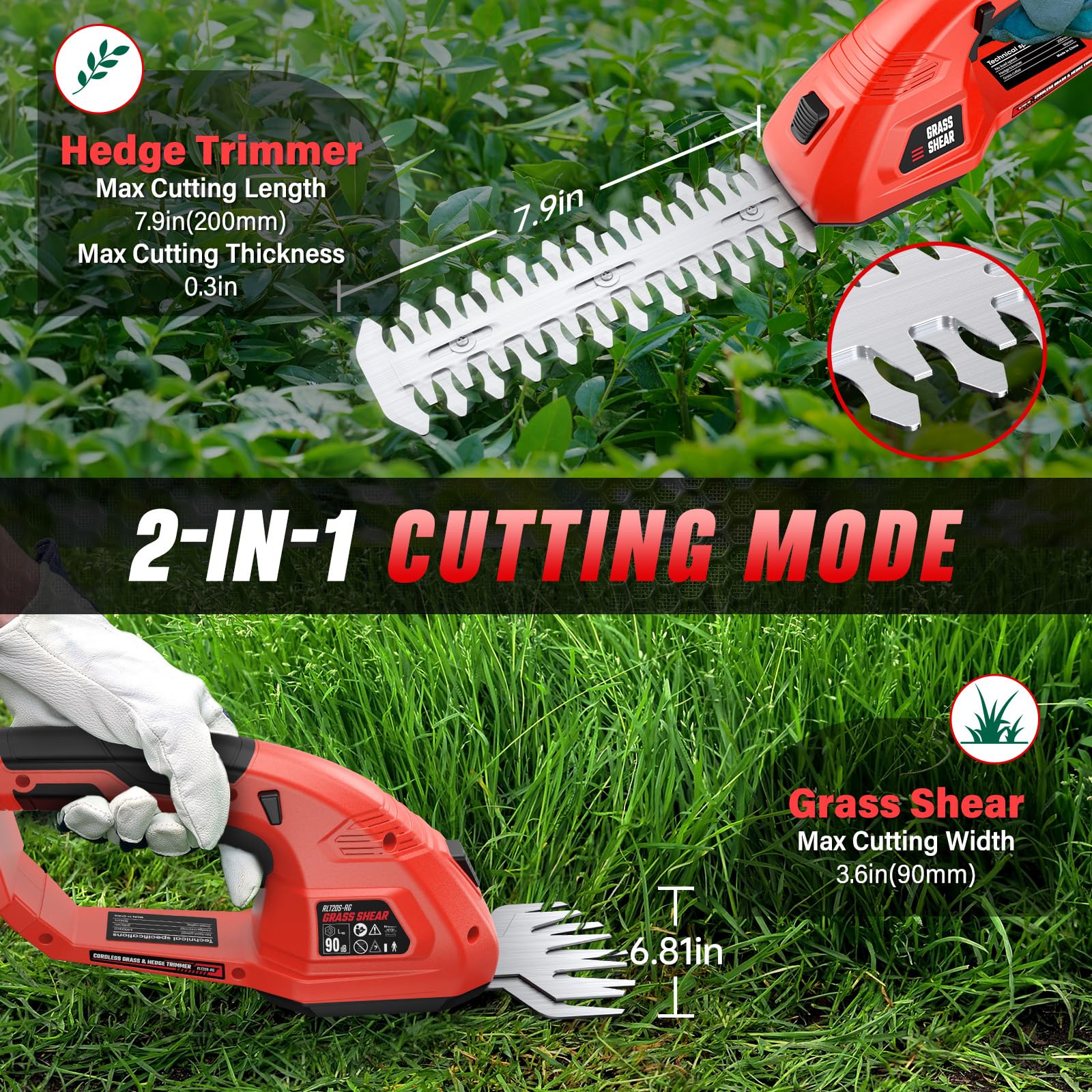 Side view of VERVEWAVE Cordless Grass Shear