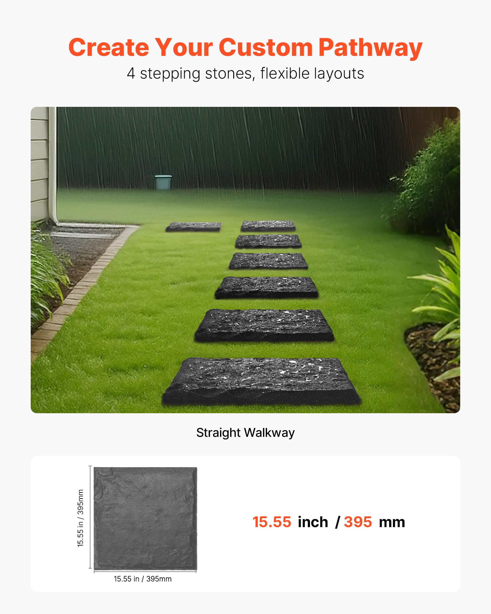 Side view of VEVOR stepping stones showing stability