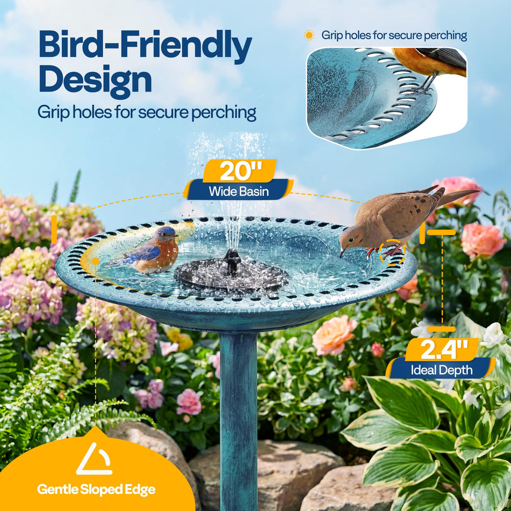 Side view of VIVOHOME Bird Bath showing the antique bronze finish