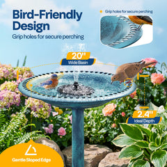 Side view of VIVOHOME Bird Bath showing the antique bronze finish