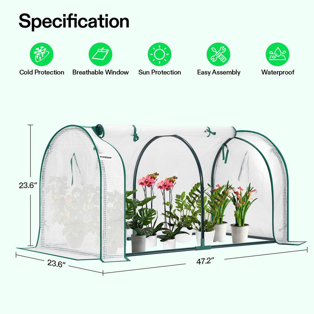 Side view of VIVOSUN Mini Greenhouse showing structure