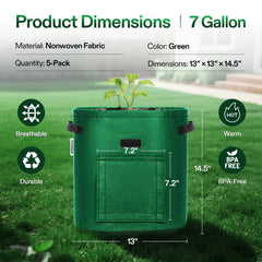 Side view of VIVOSUN Potato Grow Bag with sturdy handle straps