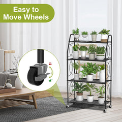 Side view of VyGrow 4 Tier Plant Stand showcasing plant display
