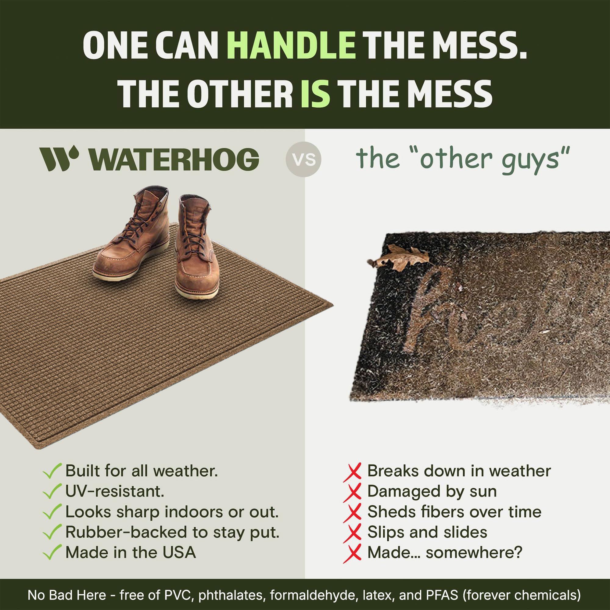 Side view of WaterHog doormat with dimensions