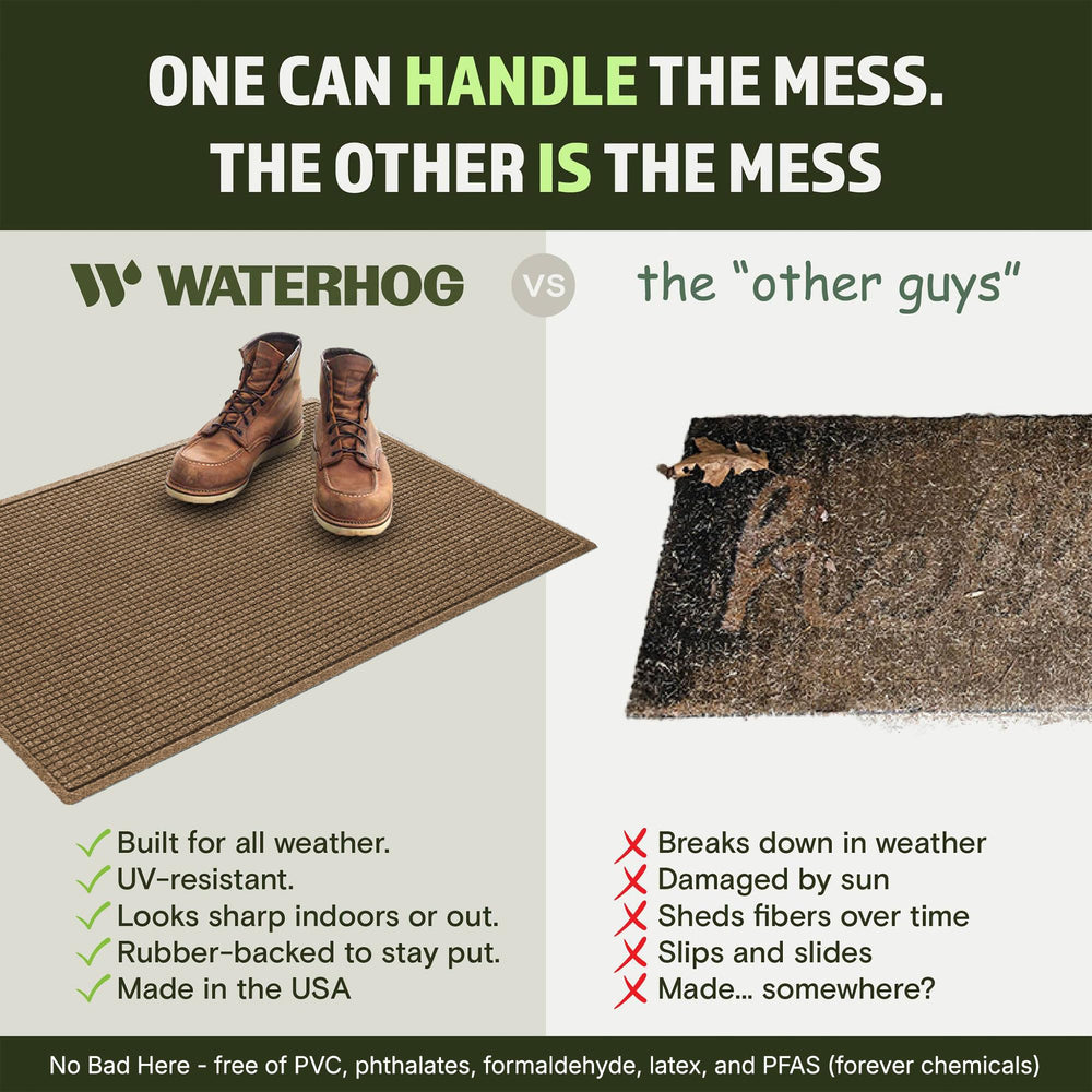 Side view of WaterHog doormat with dimensions