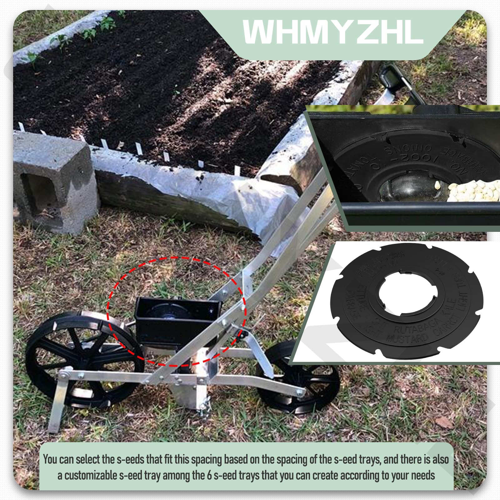 Side view of WHMYZHL seed plate set with customizable options