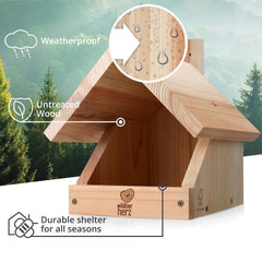 Side view of wildtier herz solid wood blackbird nesting box