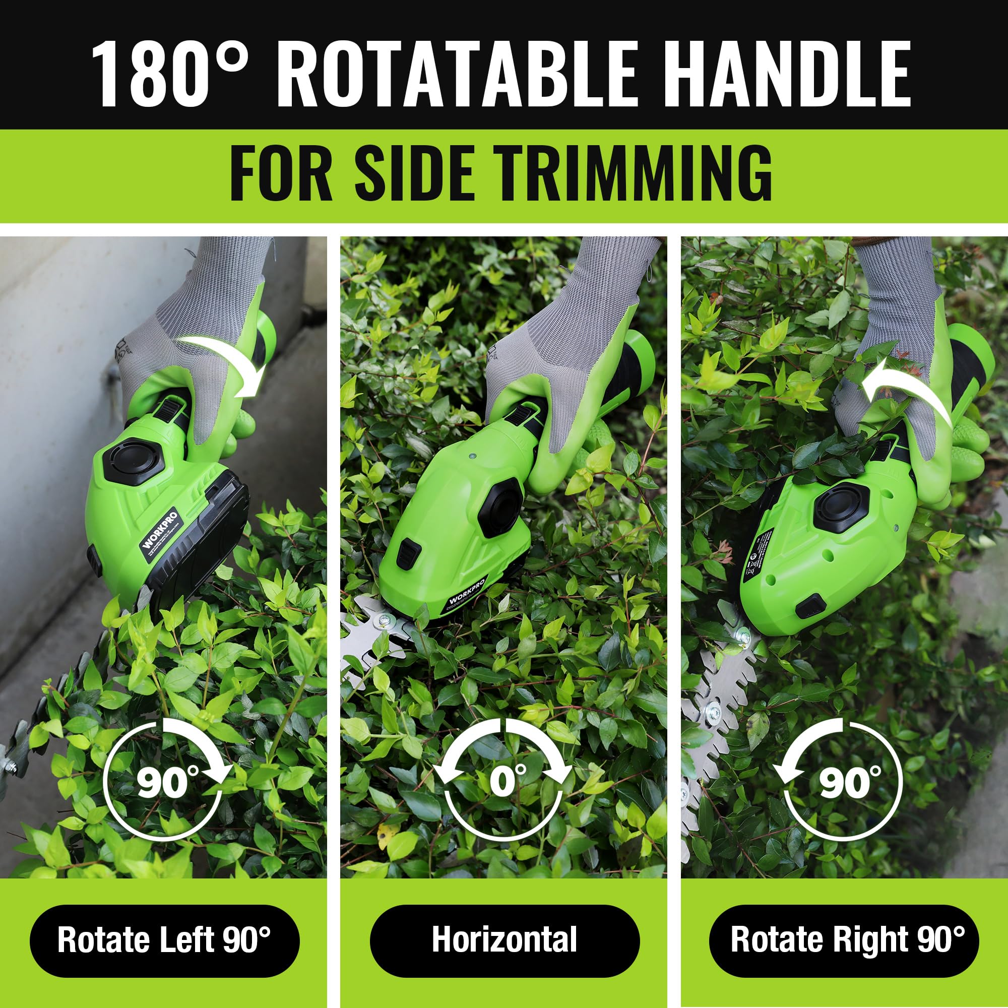 Side view of WORKPRO 7.2V Cordless Grass Shear showcasing the blade