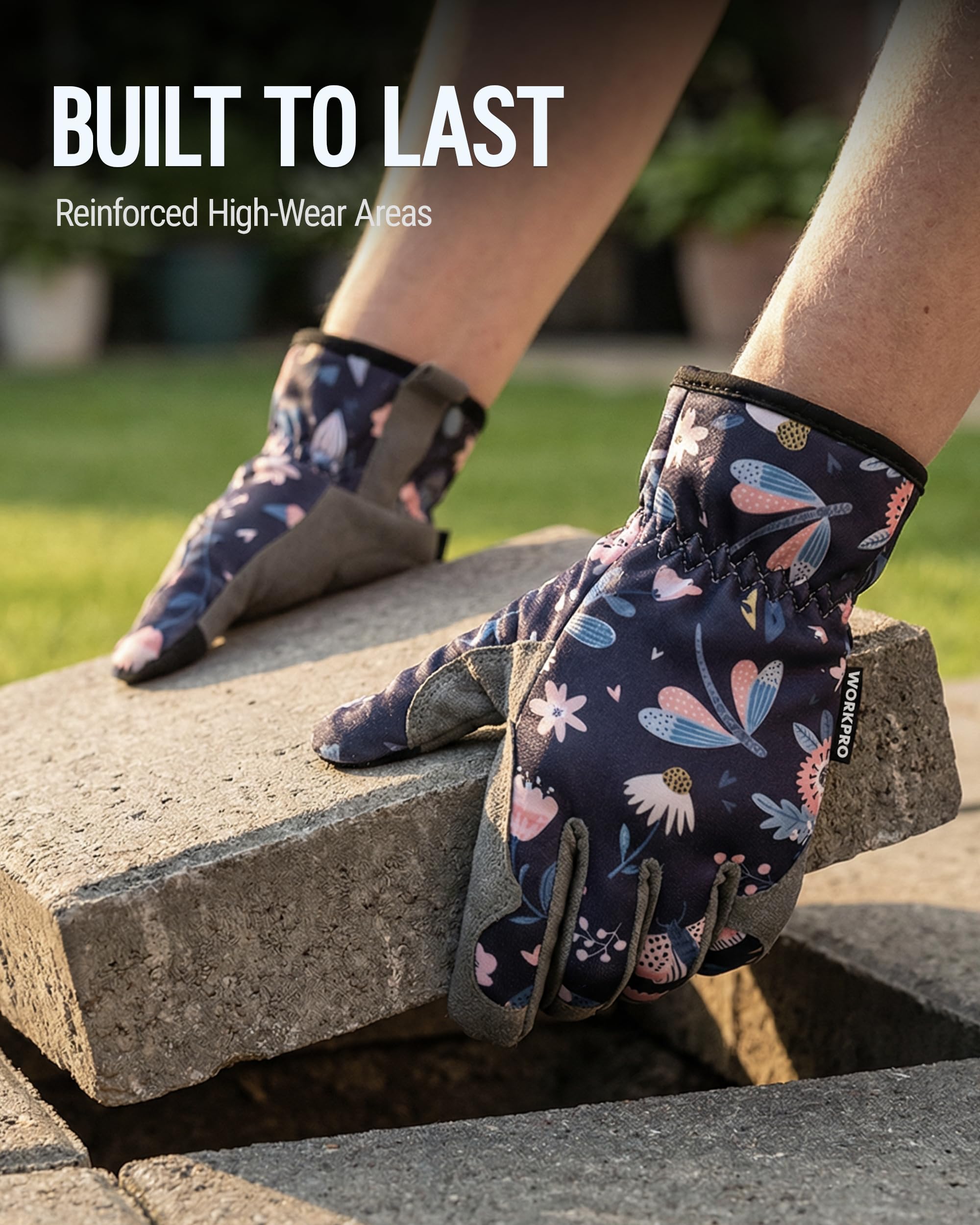 Side view of WORKPRO Floral Garden Gloves