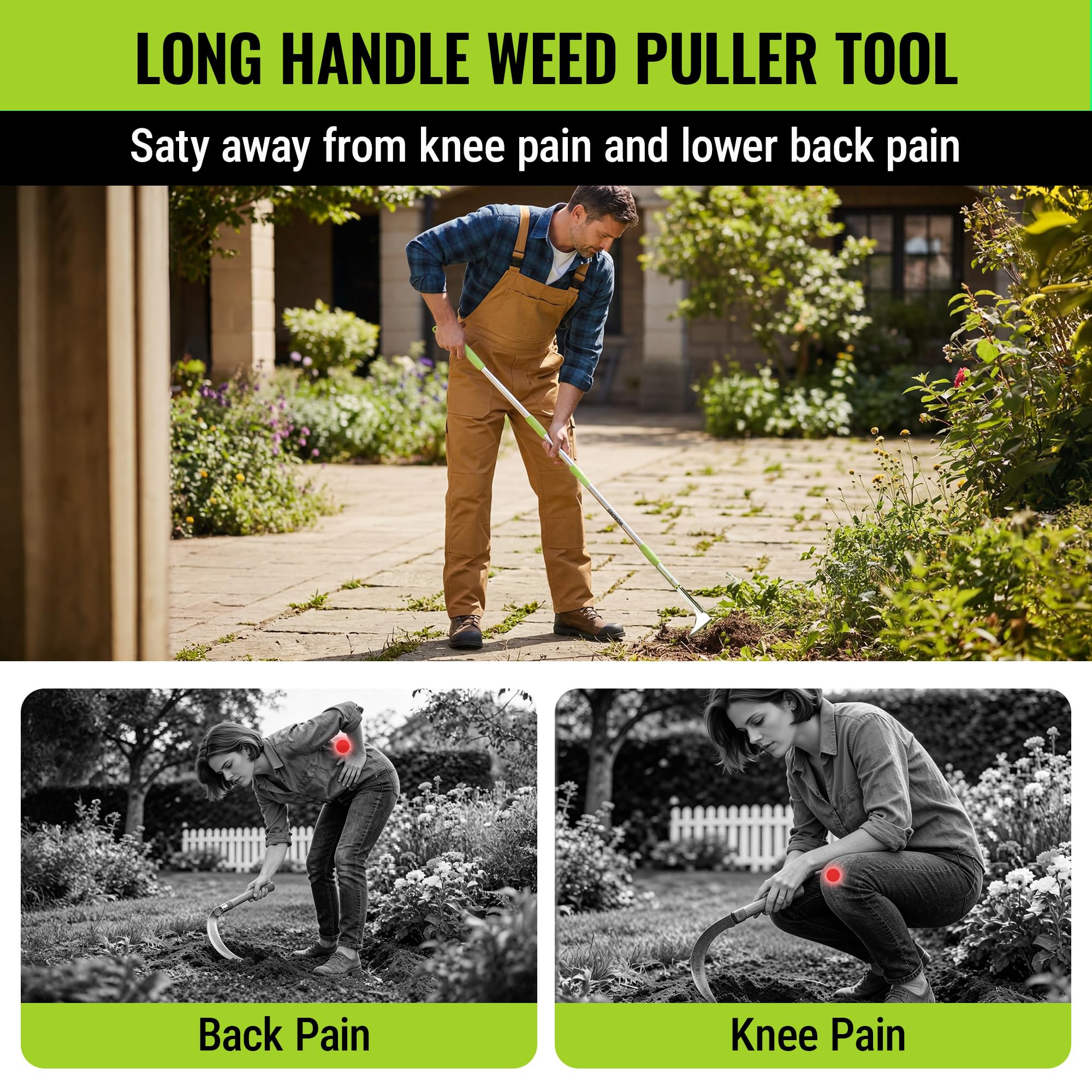 Side view of WORKPRO stainless steel crack weeder