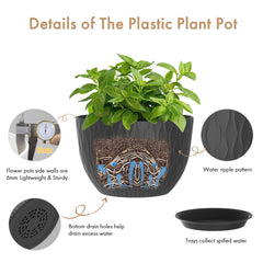 Side view of WSMKSZ 12 Inch plant pot on patio with greenery