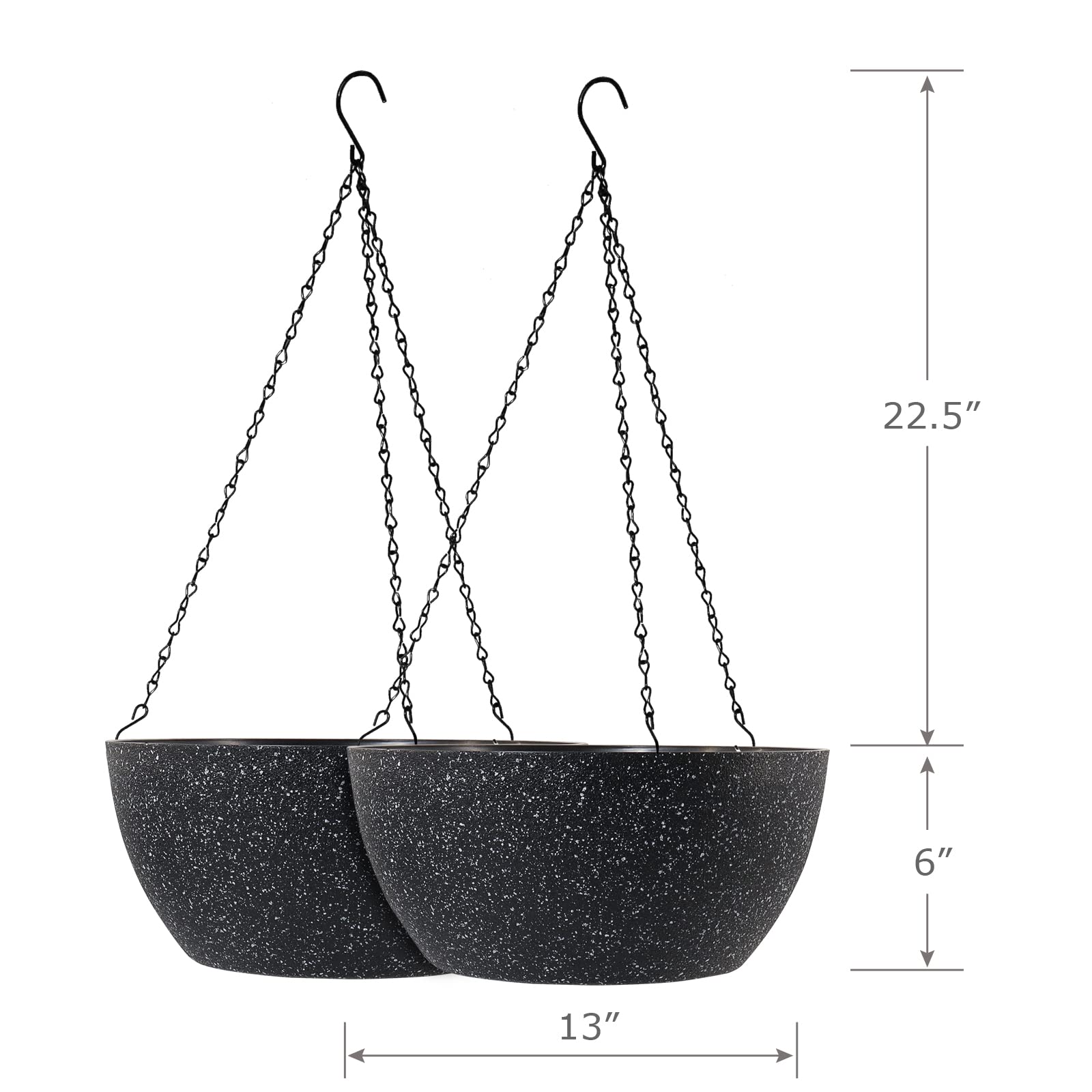 Side view of WSMKSZ hanging planter with adjustable chain