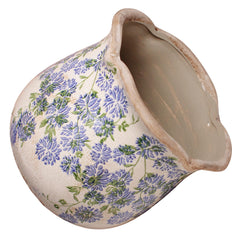 Side view of Xiaan Jiaju Vintage Ceramic Plant Pot with drainage hole