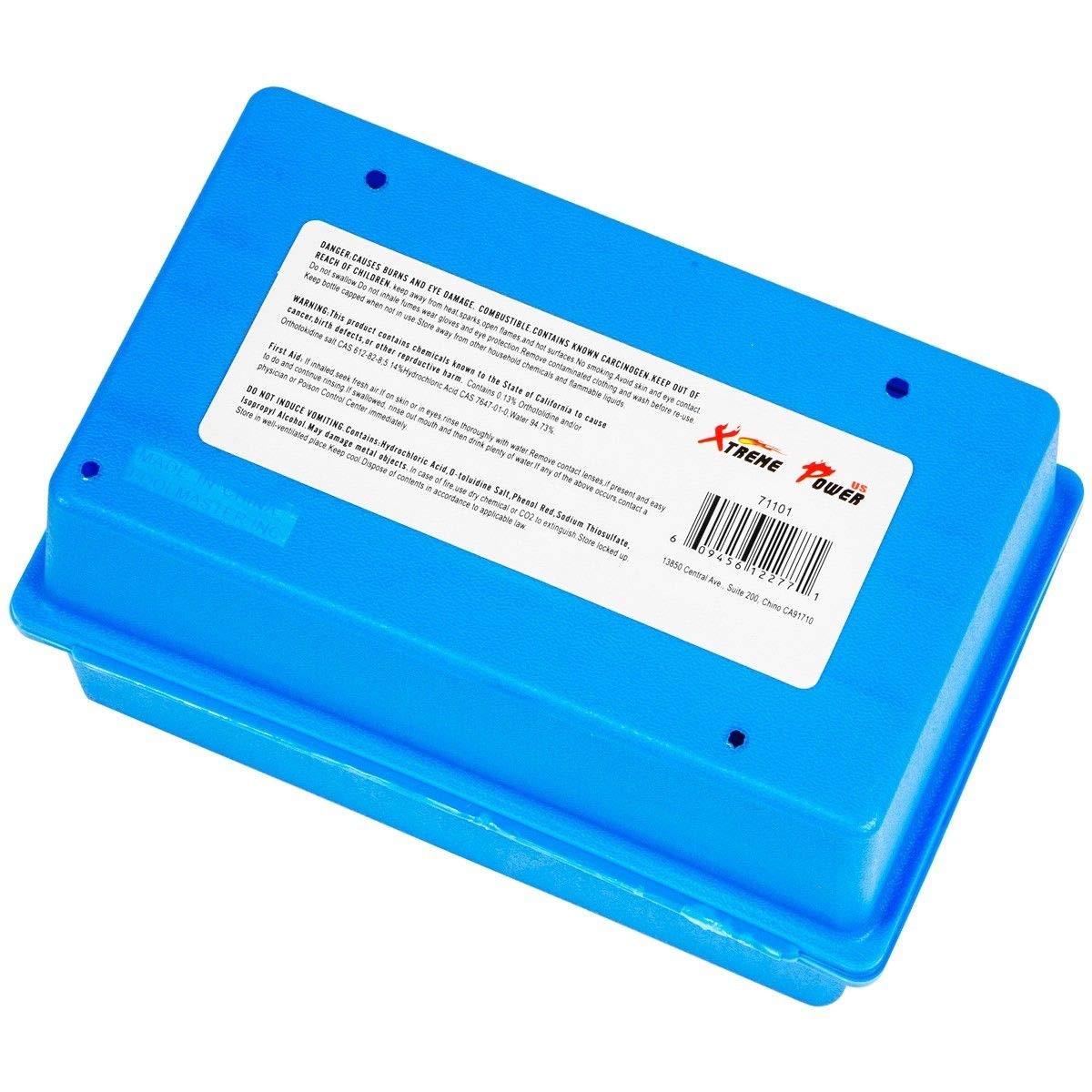 Side view of XtremepowerUS test kit in blue case