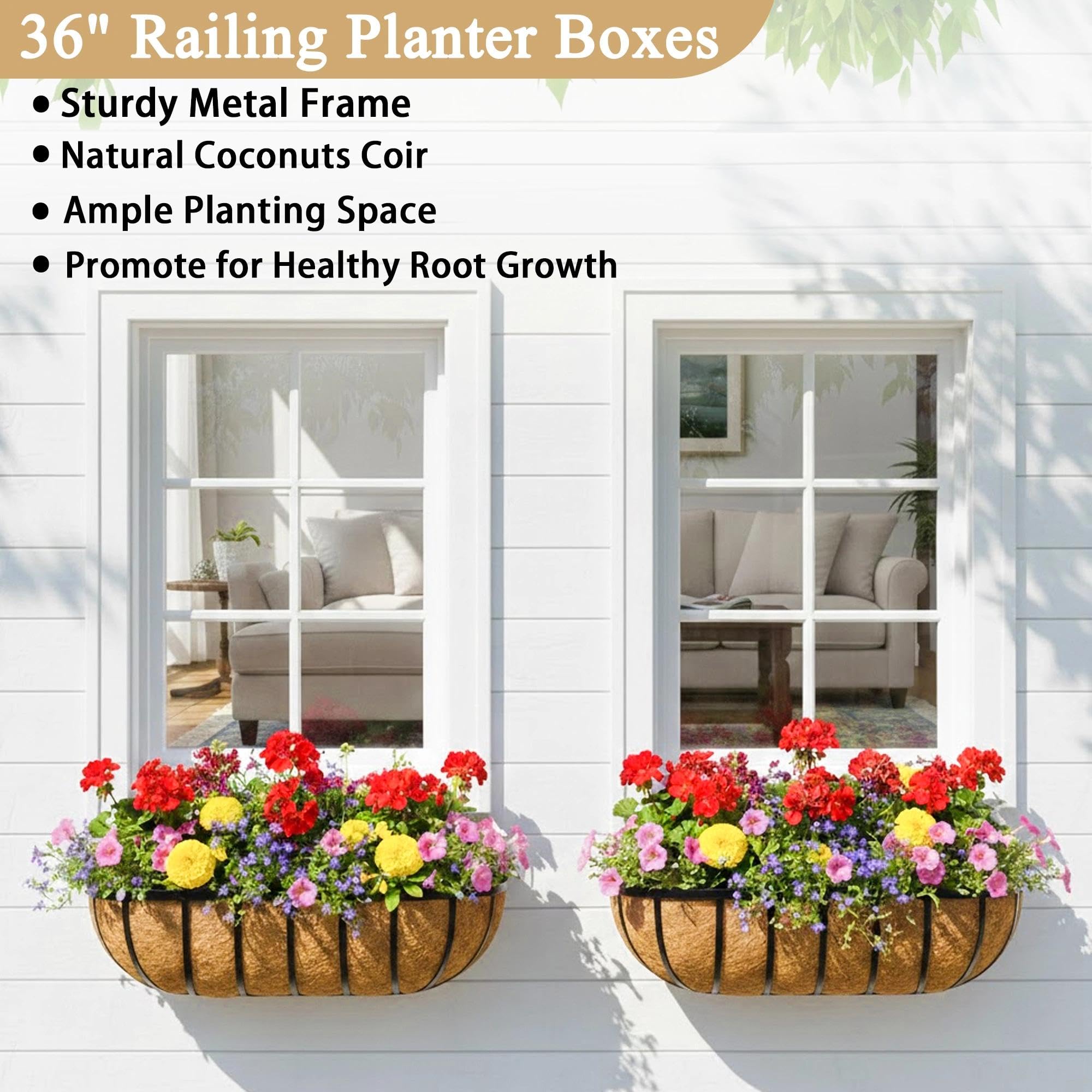 Side view of XXFBJNMD railing planter showing mounting brackets