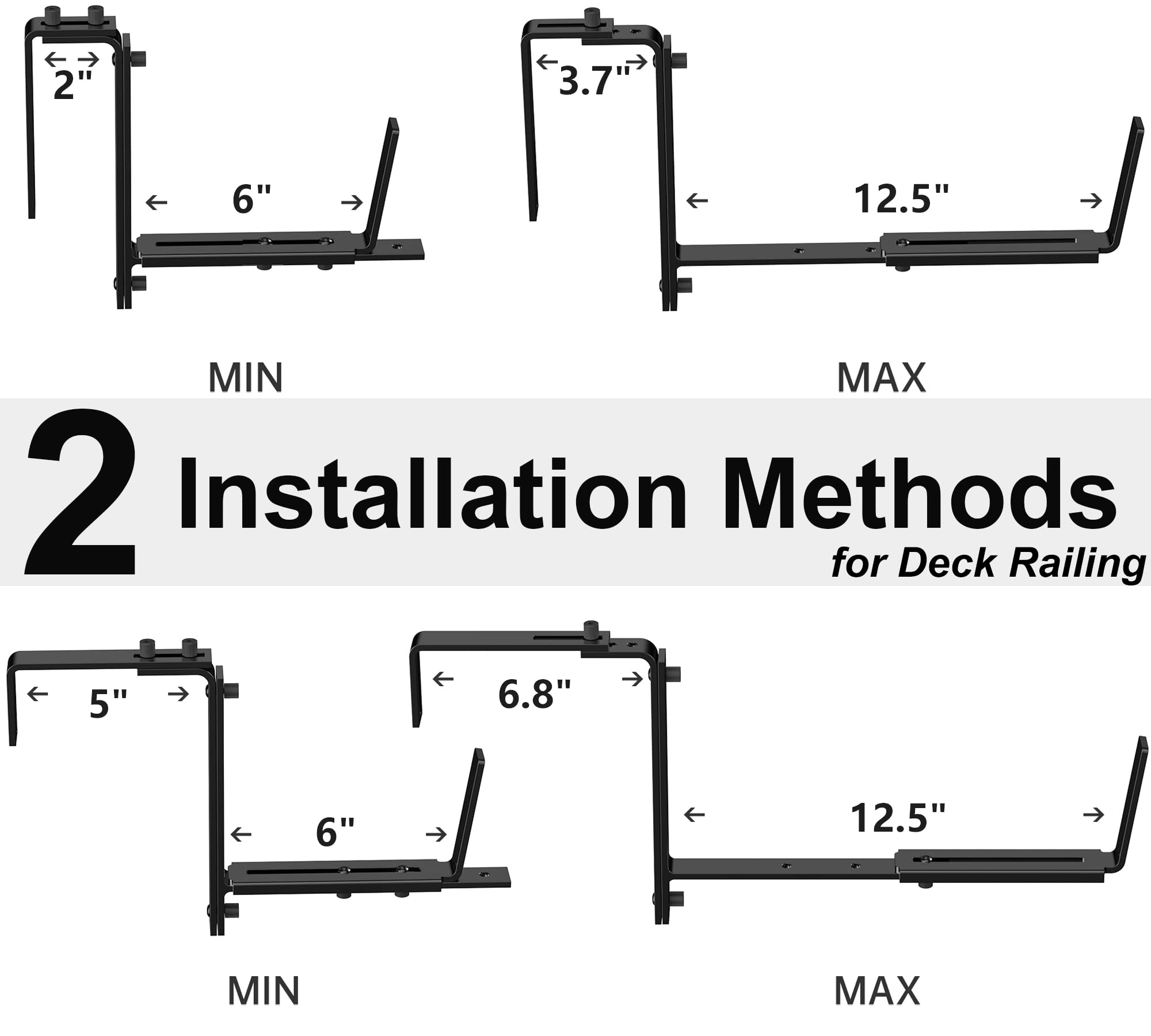 Side view of Y&M adjustable planter box brackets