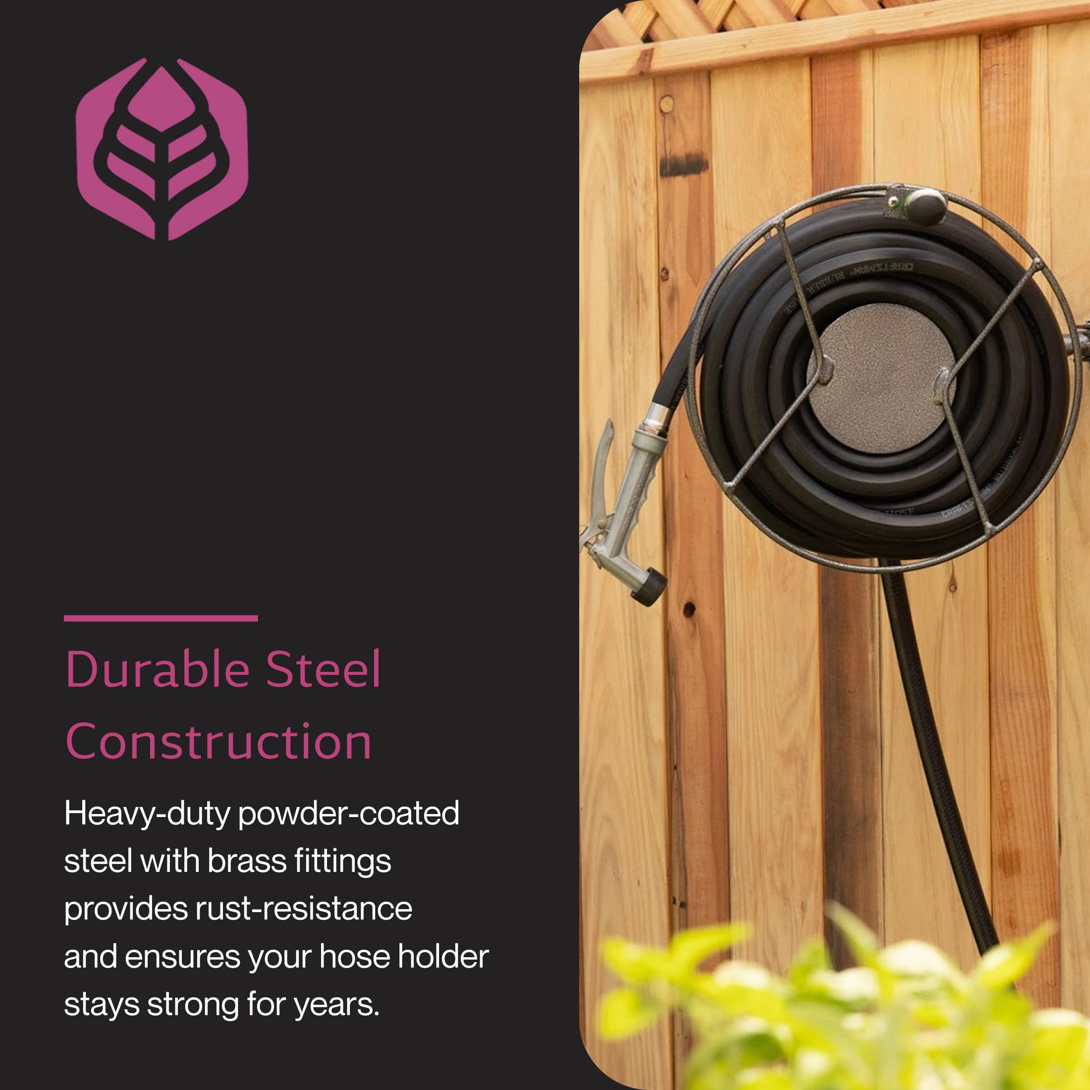 Side view of Yard Butler Swivel Hose Reel installed