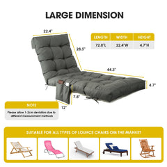 Side view of Yddsky Outdoor Chaise Lounge Chair Cushion with pocket