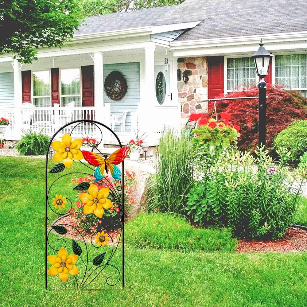 Side view of YEAHOME 33" Flower Butterflies garden stake
