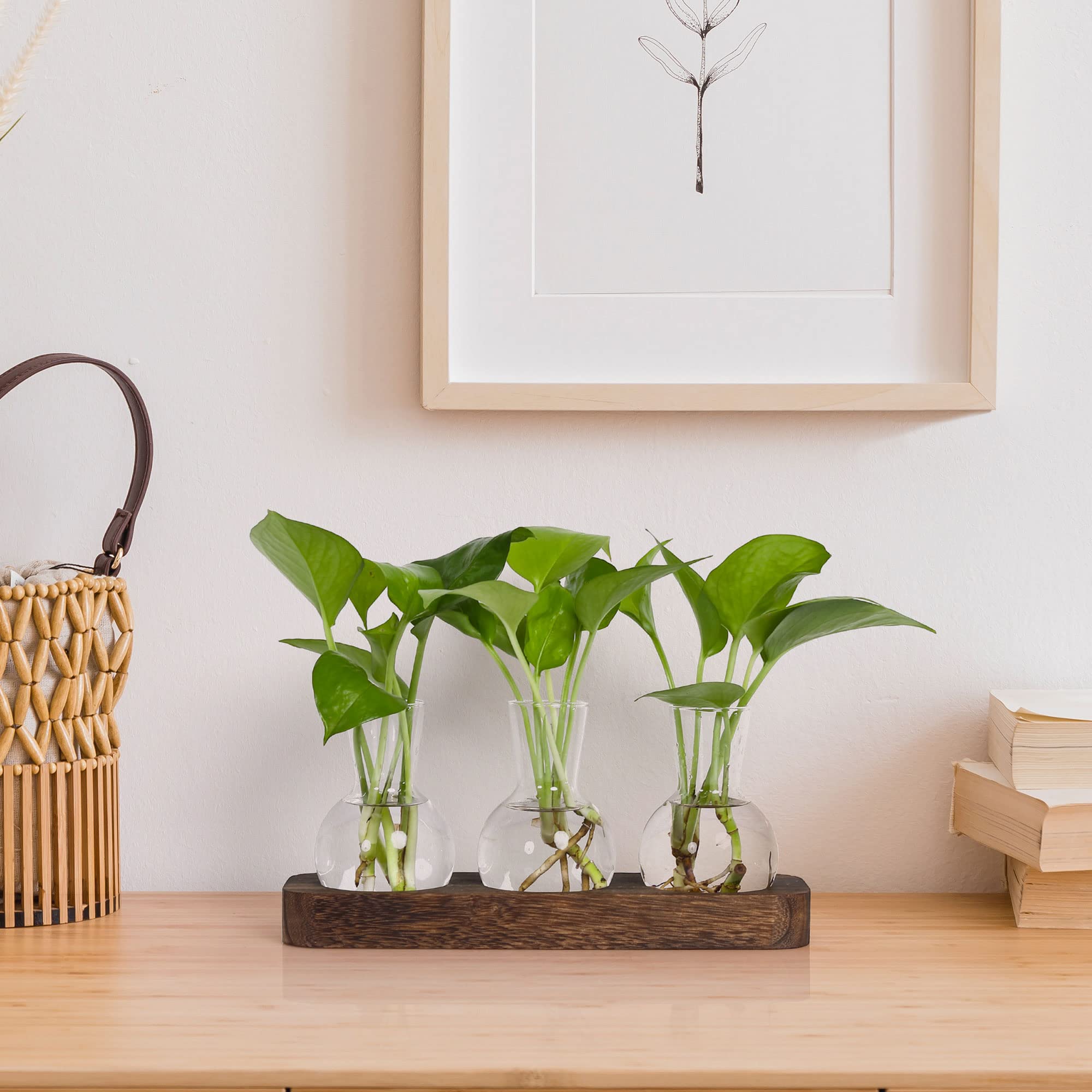 Side view of YIBOT plant propagation station with wooden tray