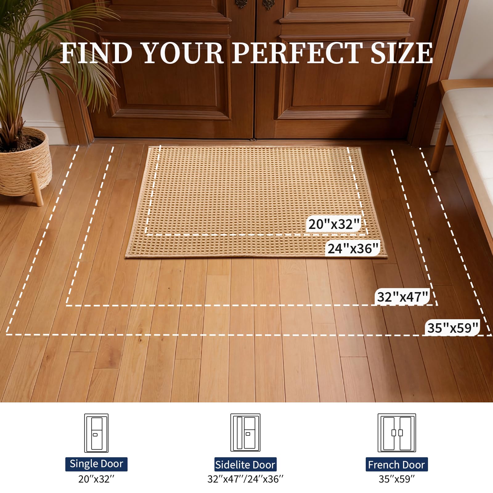 Side view of YIHOUSE Indoor Door Mat showing low profile
