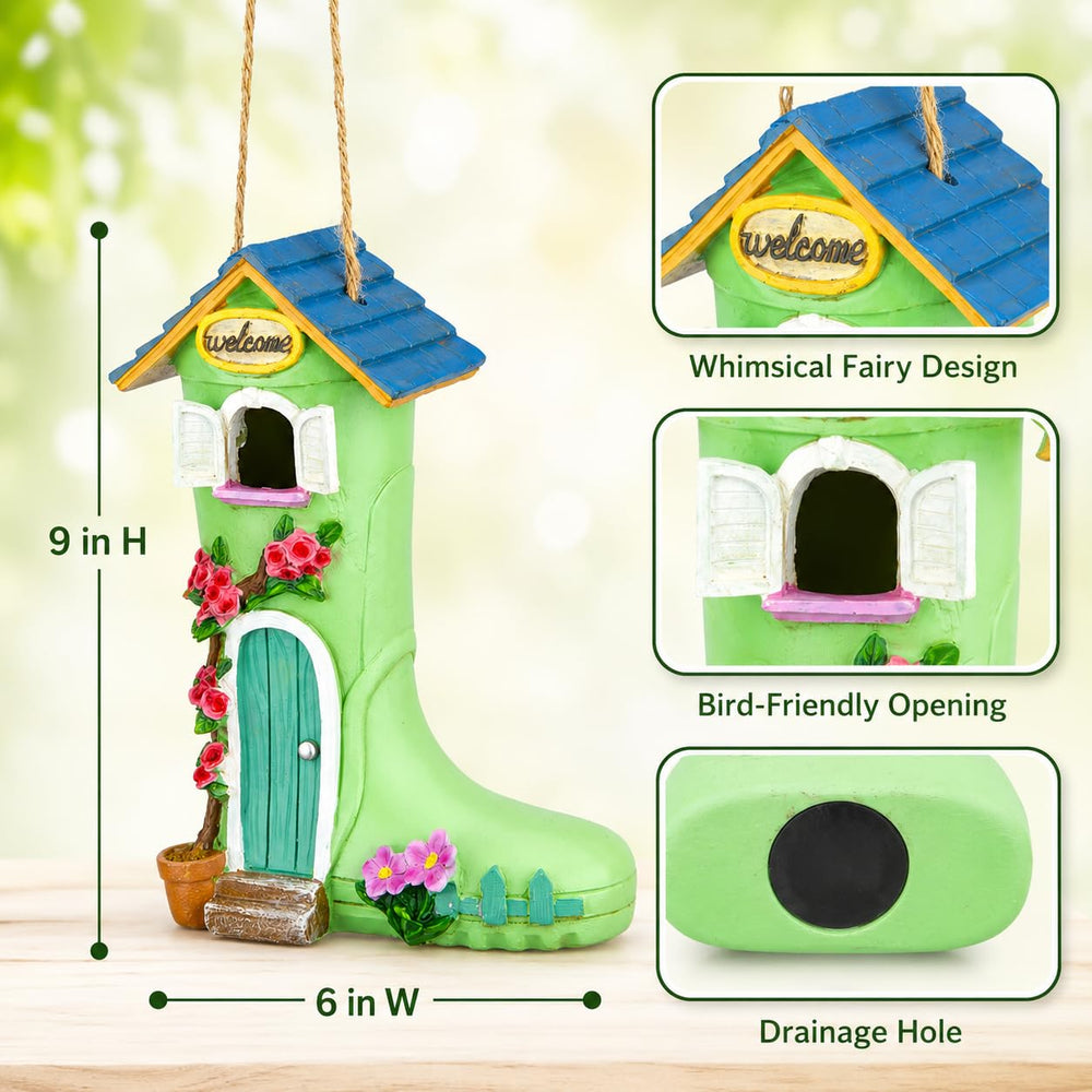 Side view of Yinns Rain Boot Birdhouse