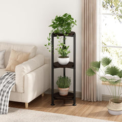 Side view of YIZAIJIA 3 Tier Plant Stand with potted plants