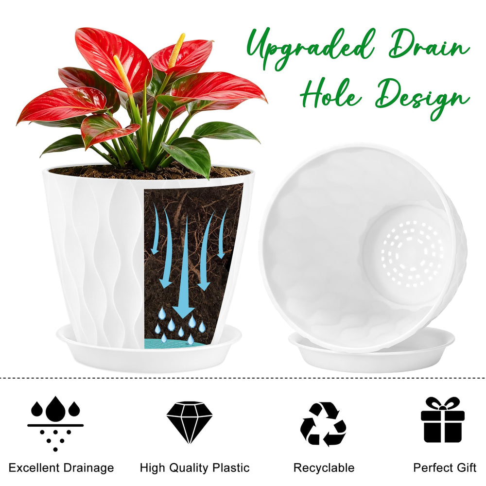 Side view of YNNICO 8 inch plant pot showing drainage holes