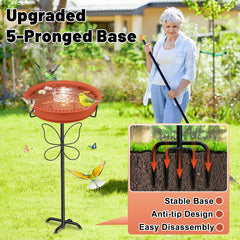 Side view of YOADEHOA Bird Bath showing removable plastic bowl