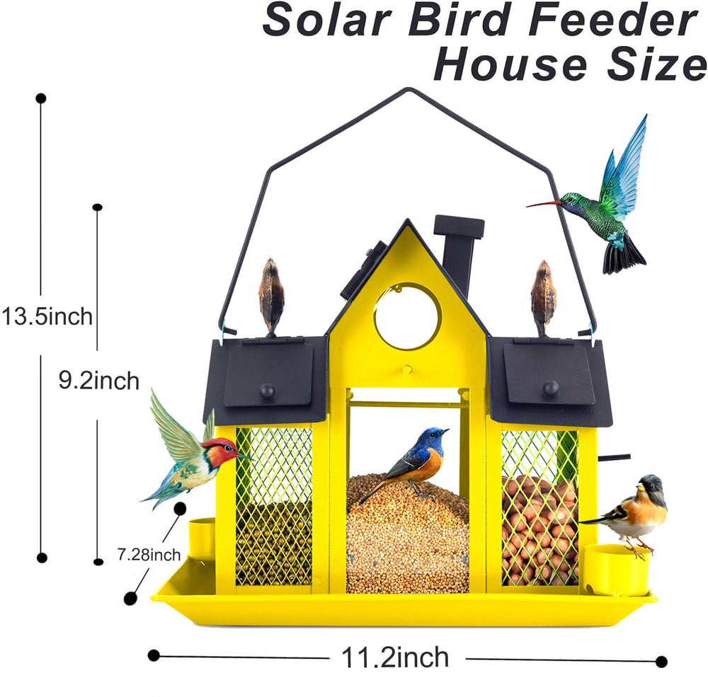 Side view of YYWMWM Metal Bird Feeder showing drainage holes