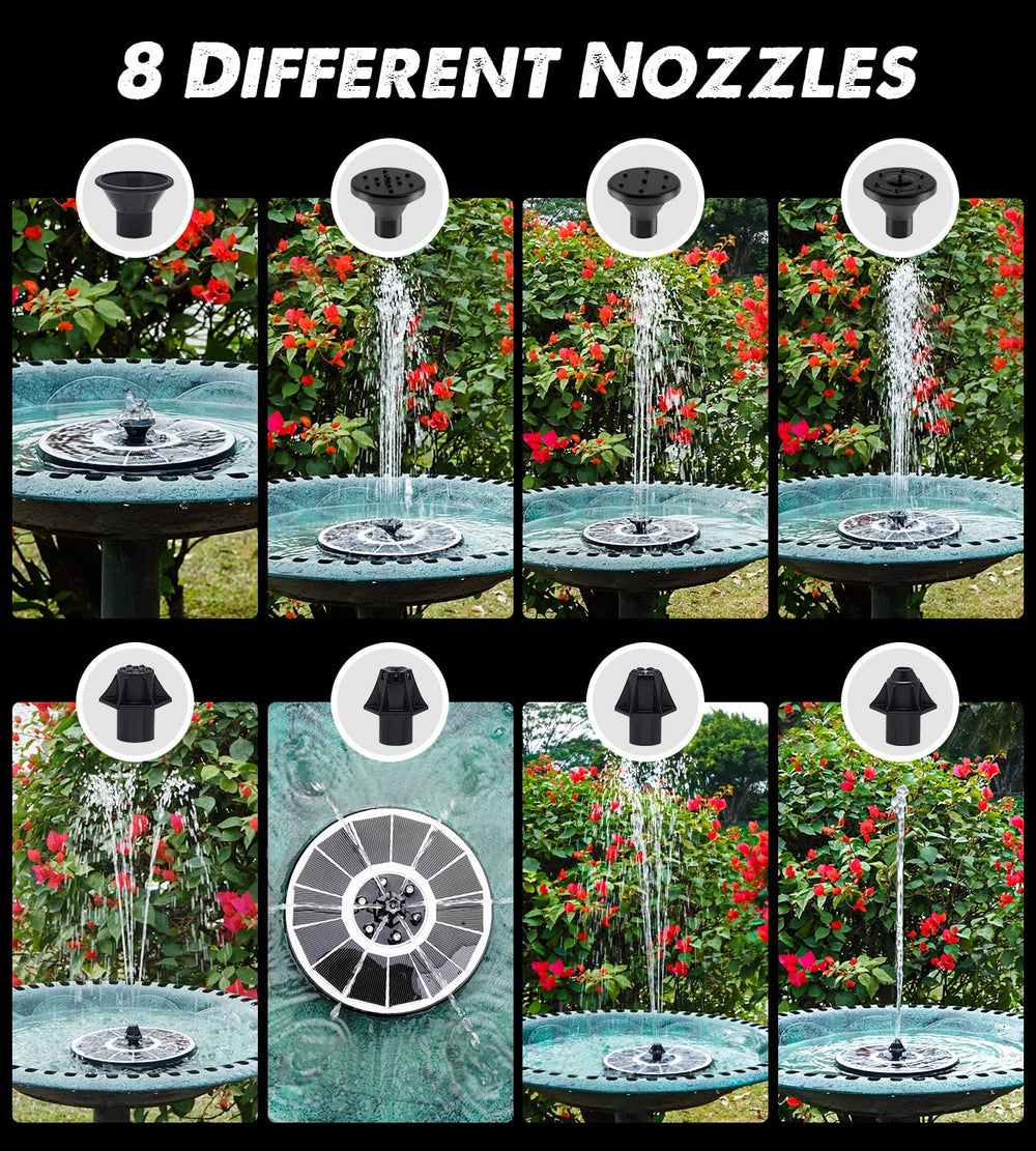 Side view of Yzert Solar Fountain showing water spray