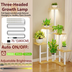 Side view of Yzosvki Corner Plant Stand in white oak finish