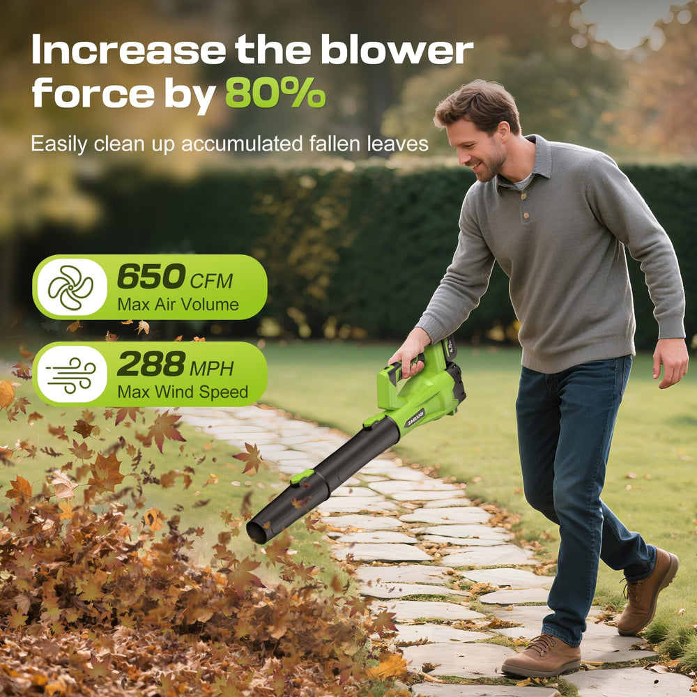 Side view of ZAGUOQI leaf blower showcasing the battery compartment