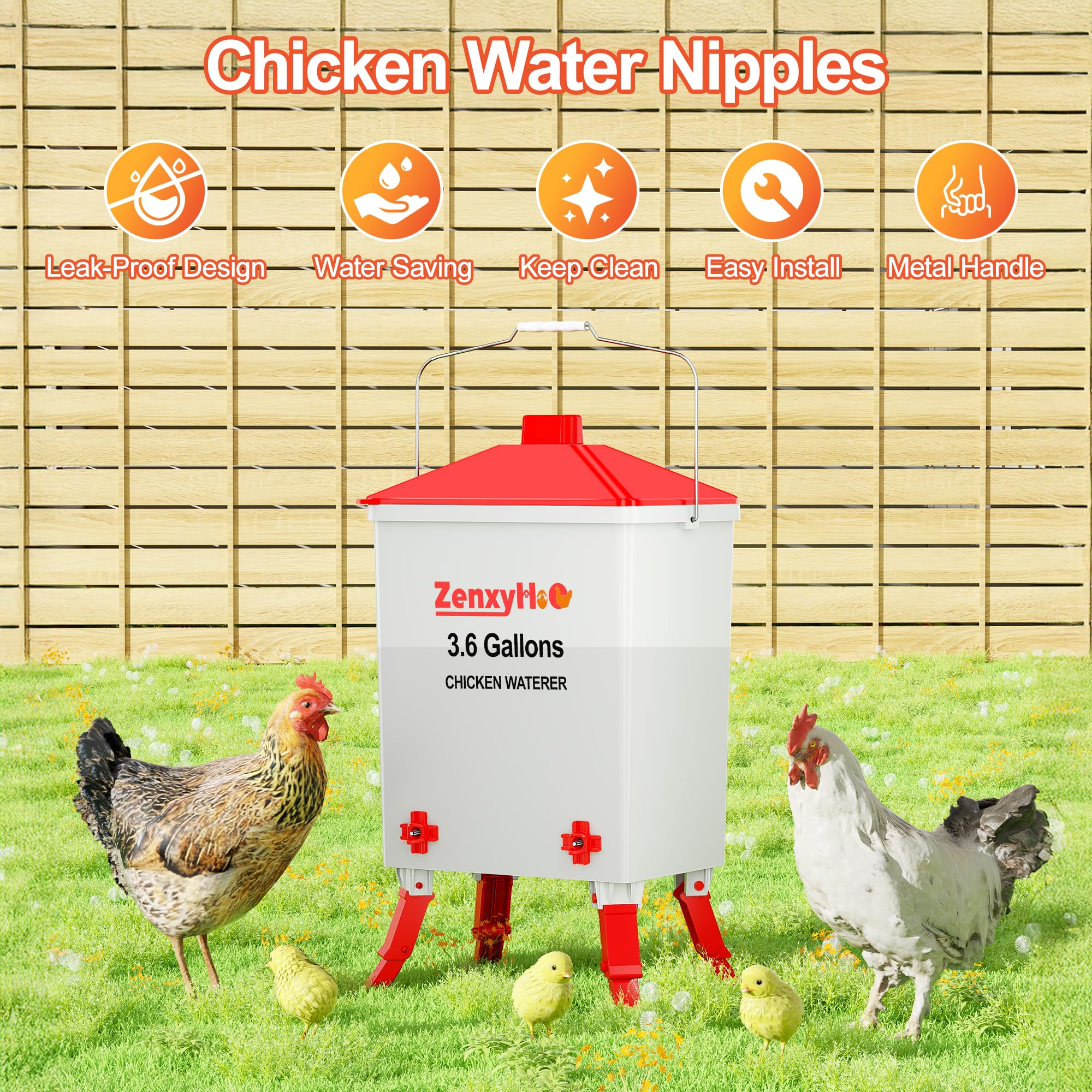 Side view of ZenxyHoC Chicken Waterer showing visible water level