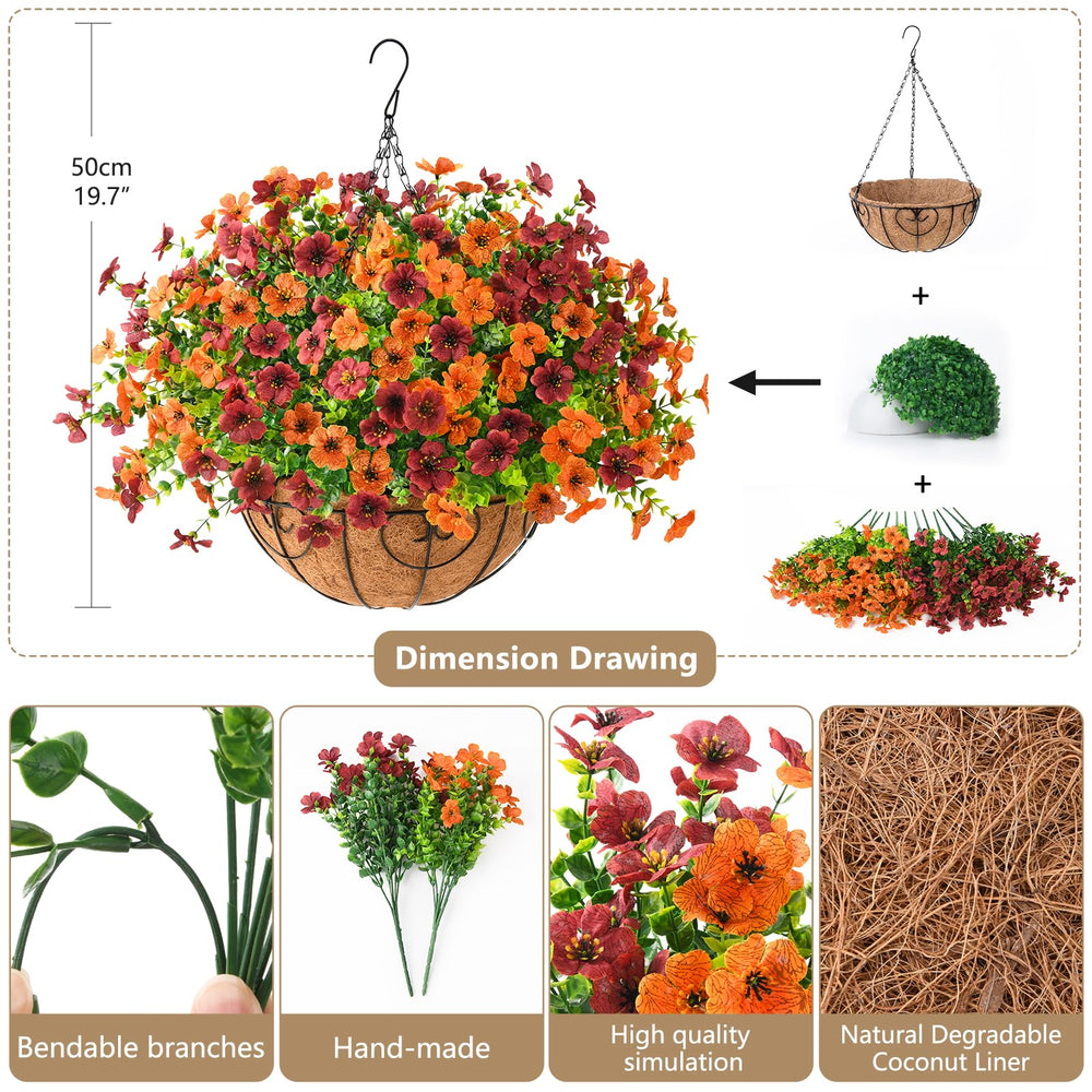 Side view of ZFProcess hanging flower basket showing coir material and metal chains