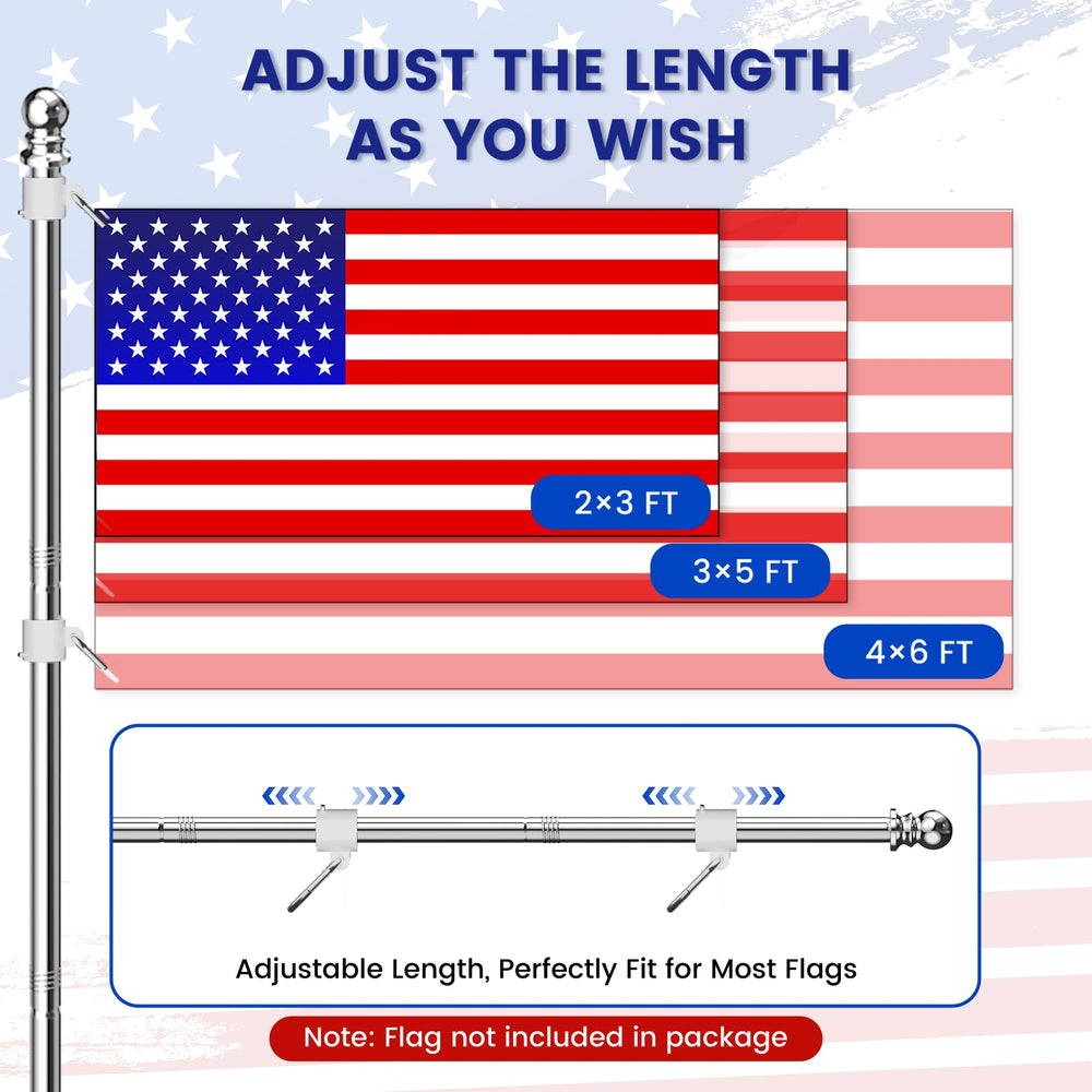 Side view of ZHULI 5 FT flag pole installed on wall