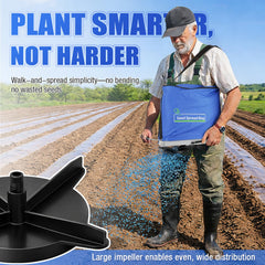 Side view of Zipcase seed spreader with waterproof bag