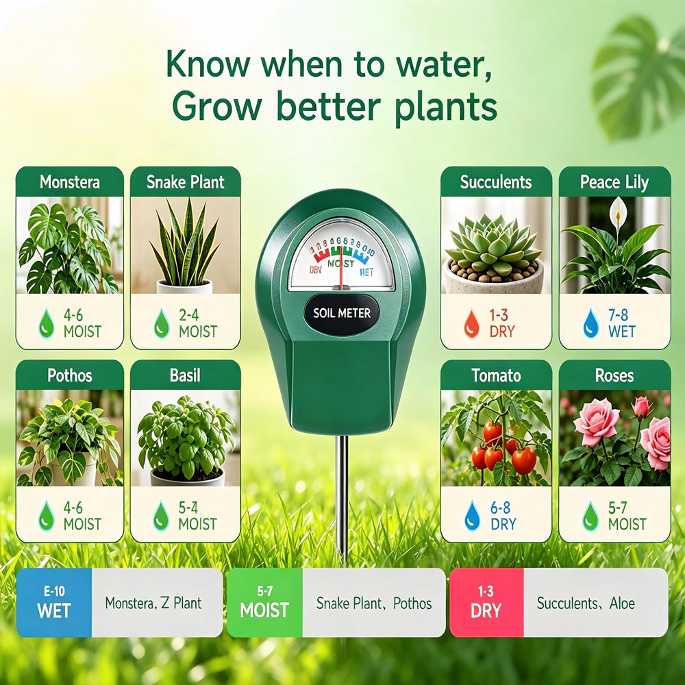 Side view of Zoiydals Soil Moisture Meter with clear dial