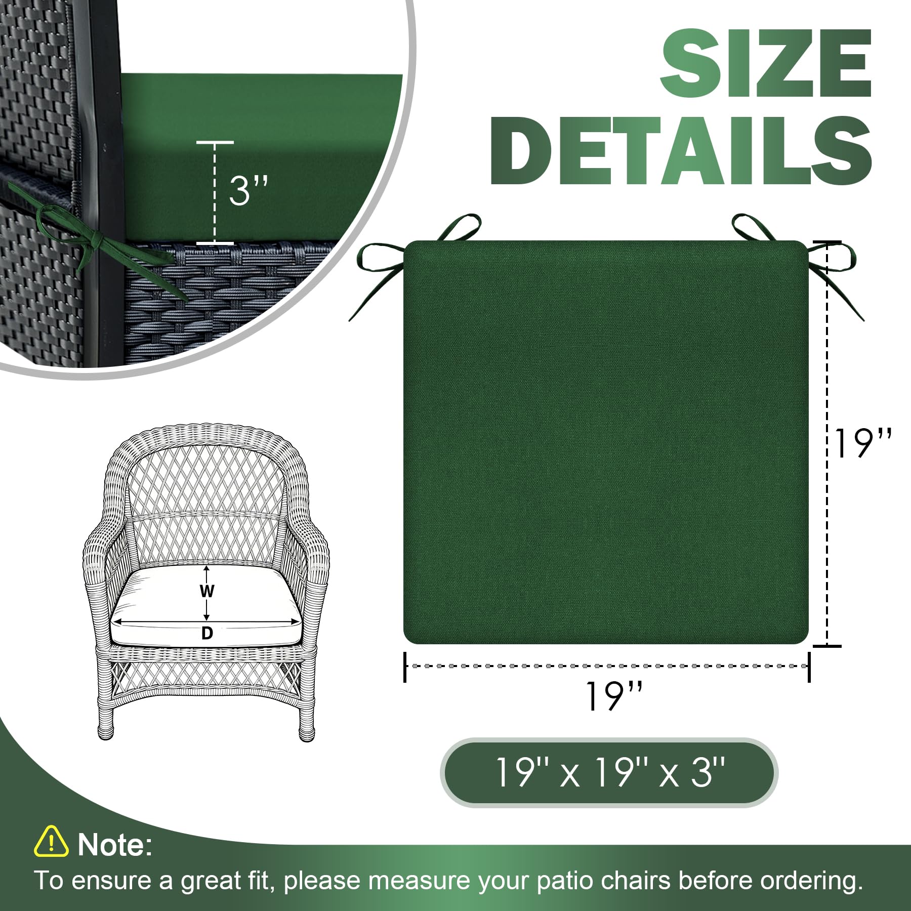 Side view of Zonamat Outdoor Chair Cushions showing thickness