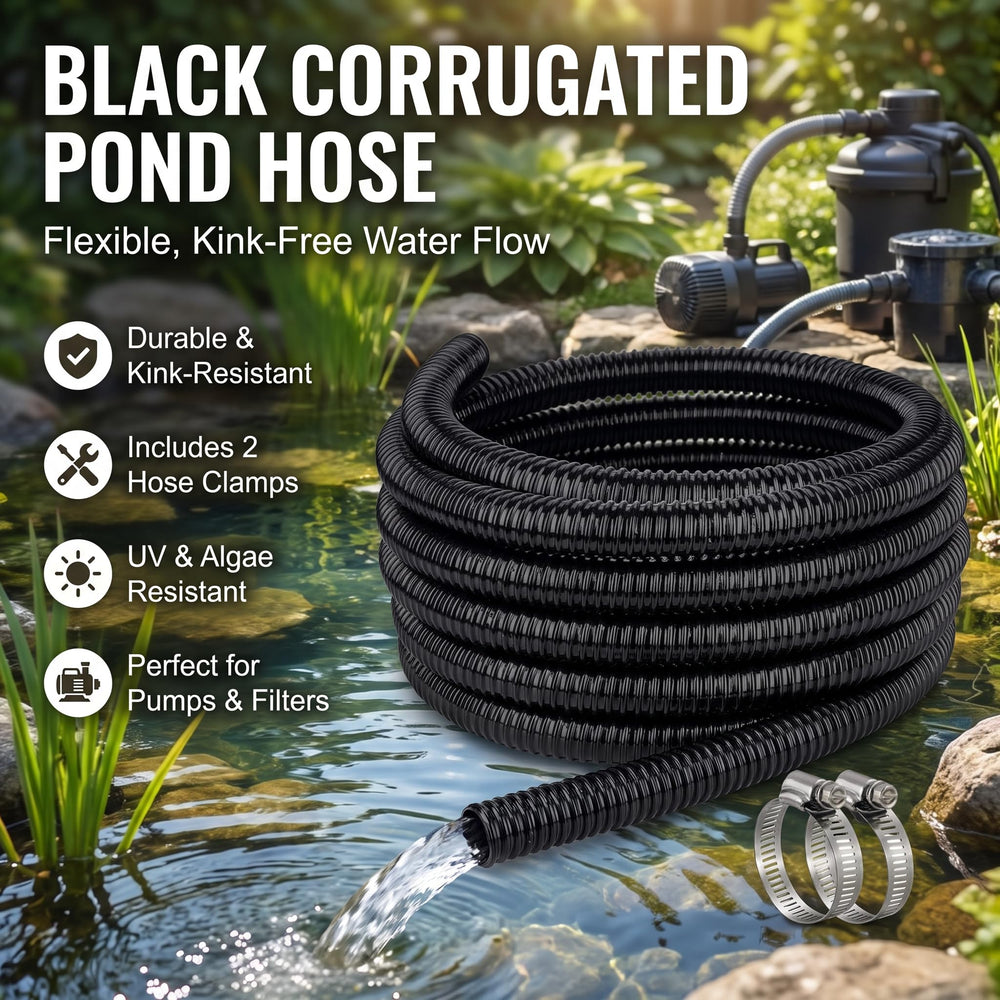 Side view of ZY-hosetube 10ft Pond Hose with clamps
