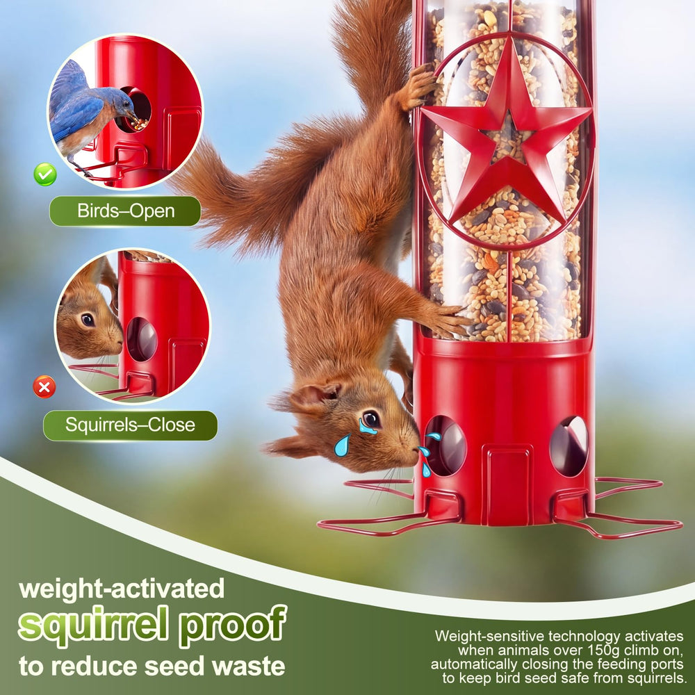 Side view of ZZOOEE bird feeder showing weight-activated feature
