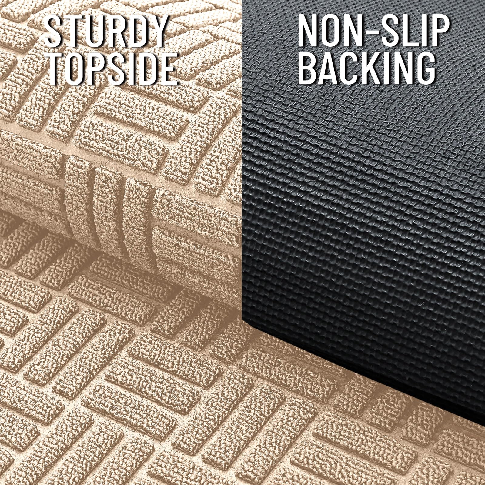 Side view showcasing the low-profile design of OLANLY doormat