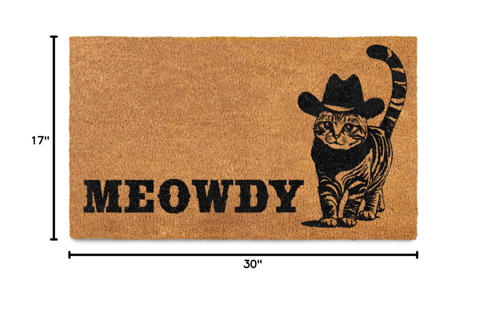 Side view showcasing the thickness of the MAINEVENT Meowdy Doormat